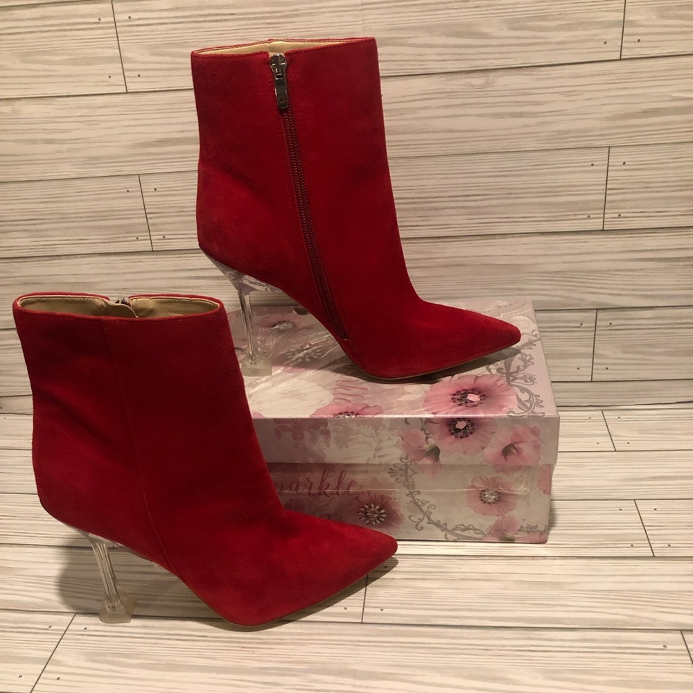 Nine West Red 100% Suede Tonight dress bootie women’s size 7 1/2 New with tags